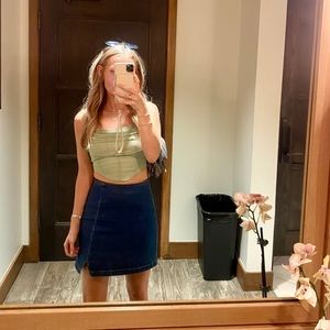 Women's Notch Front Seamed Denim Mini Skirt - Wild Fable